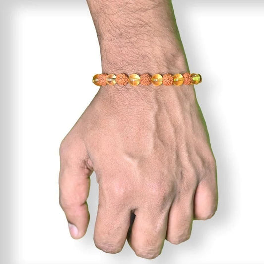 Rudraksha Citrine Crystal Bracelet ( Buy 1 Get 1 Free )